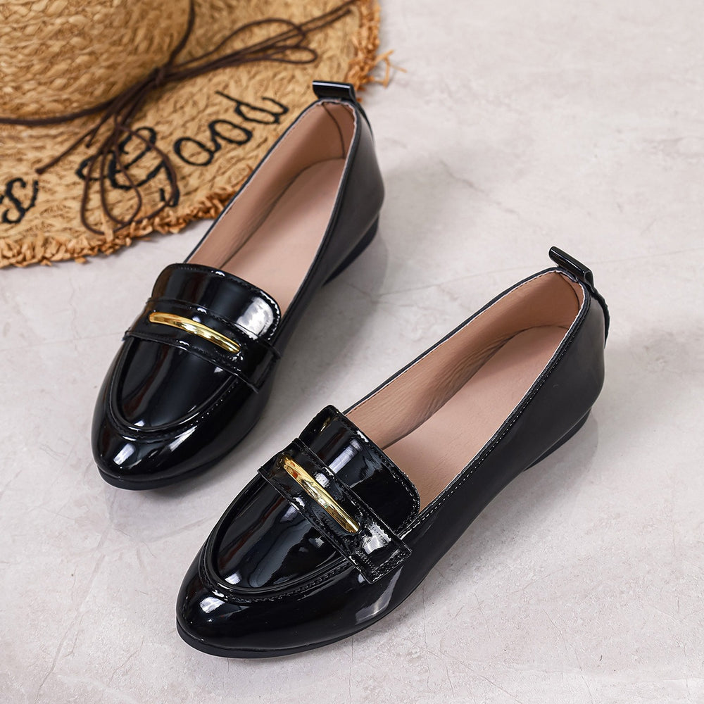 Export flatsplaid lazy flatsautumnew arrival pointed metal chain plus sizecasualflats women