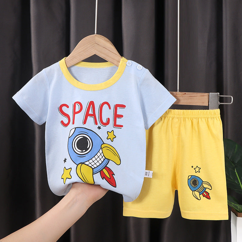 summer new arrival: 100% cotton kids' short-sleeve t-shirt and shorts set - korean style infant and toddler two-piece outfit