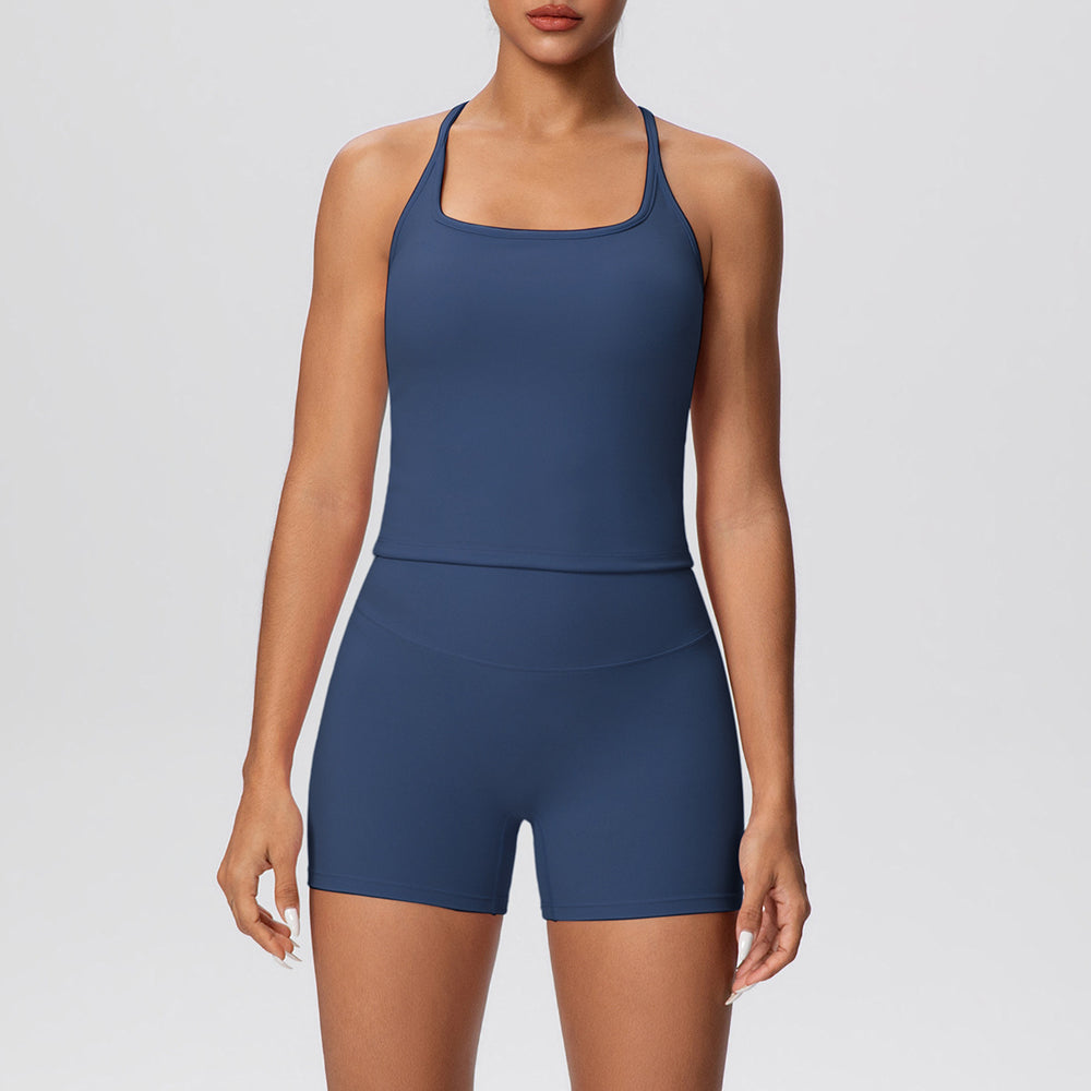 New cloud-feel quick-dry high-waisted butt-lifting shorts activewear set - perfect for yoga, outdoor training, running, and fitness