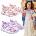 Girls' sandals: new spring/summer  collection - breathable mesh, closed-toe casual sandals for girls, trendy floral design for toddlers and big kids
