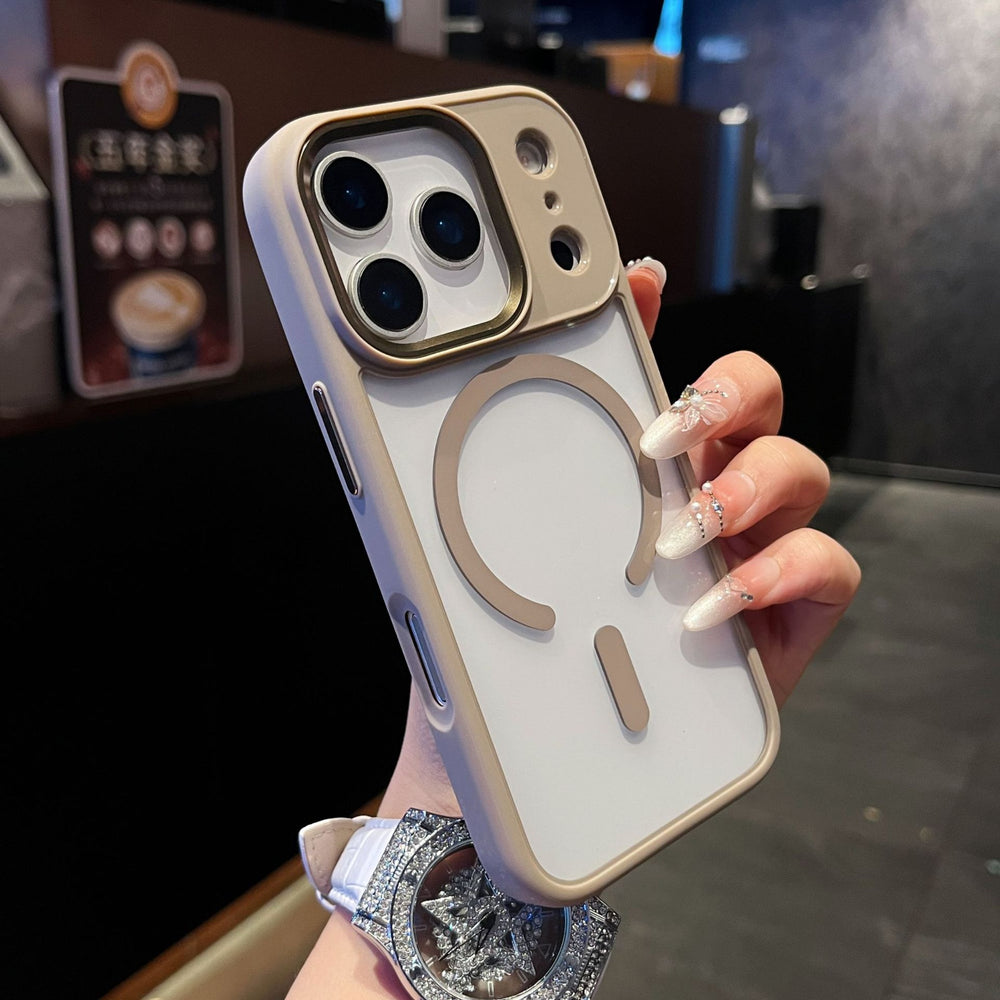 Suitable for apple iphone 15 gold shield magnetic transparent case for women, iphone 17 pro max