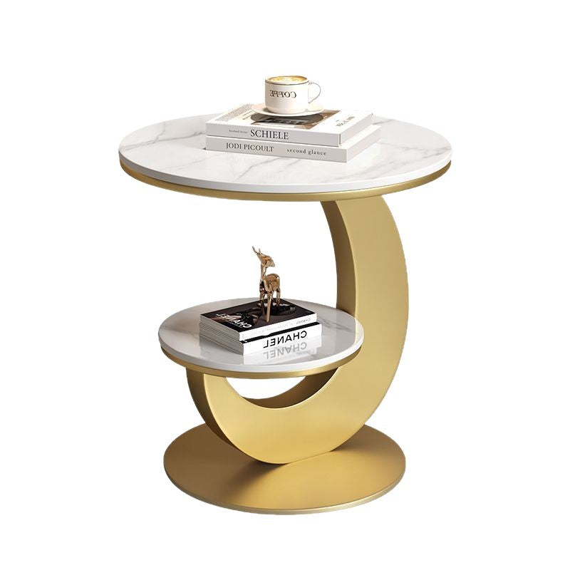 Sofa side table small coffee table living room modern italianaccessible luxury slate double layer round table corner table creative side table new arrival