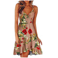 summer new european and american style sexy fashion v-neck cami dress sleeveless backless printed dress