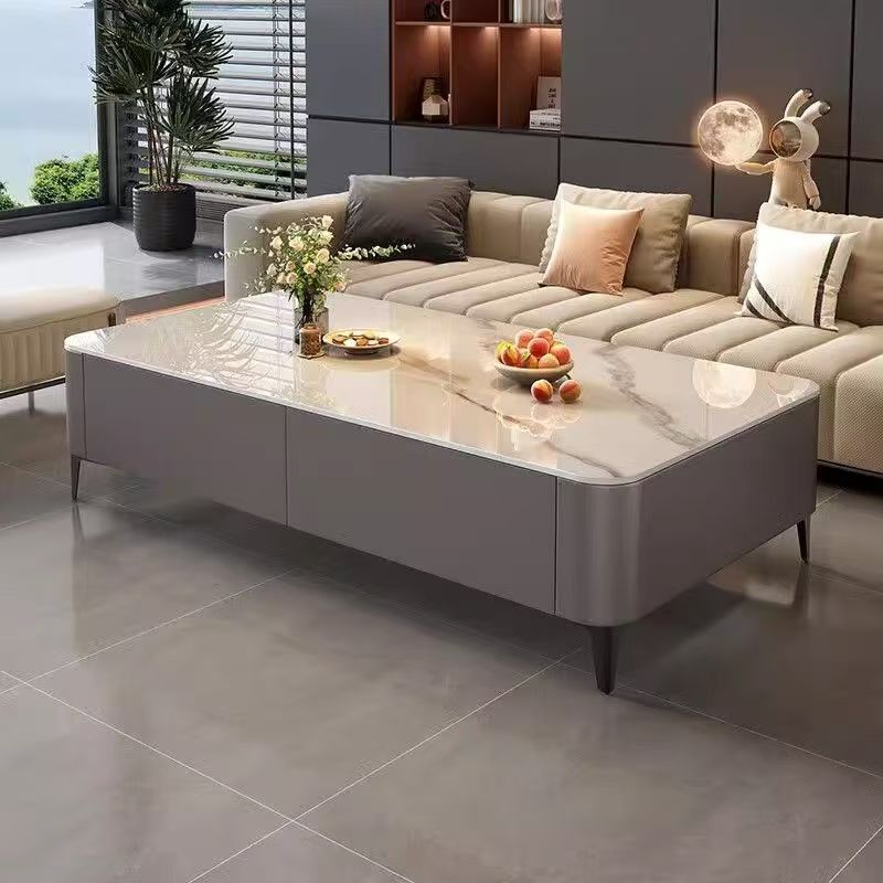 Tv cabinet coffee table living room for home small apartment 2025 modern casual tea table scandinavian floor-to-ceiling glass coffee table combination