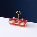 Chinese red fruit plate set of two