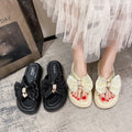 Platform sole high-top versatile sandals & slippers - women's summer new arrivals - chunky heel bow detail thong sandals