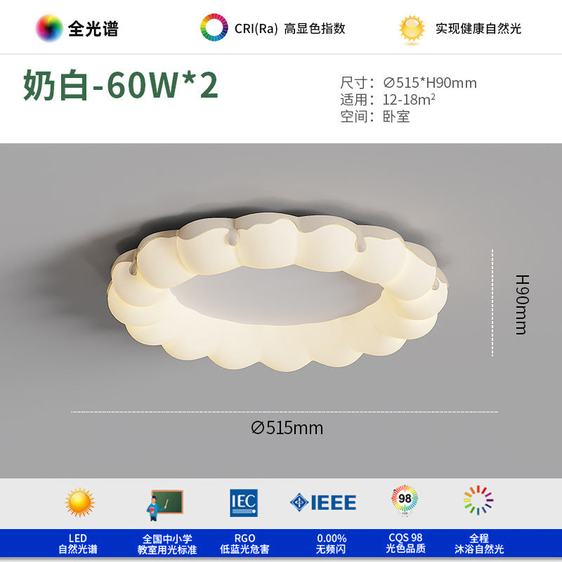 Cream Wind Creative Bubble Circle Master Bedroom Ceiling Light Simple Full Spectrum Eye Protection Book Room Lighting 2025 New