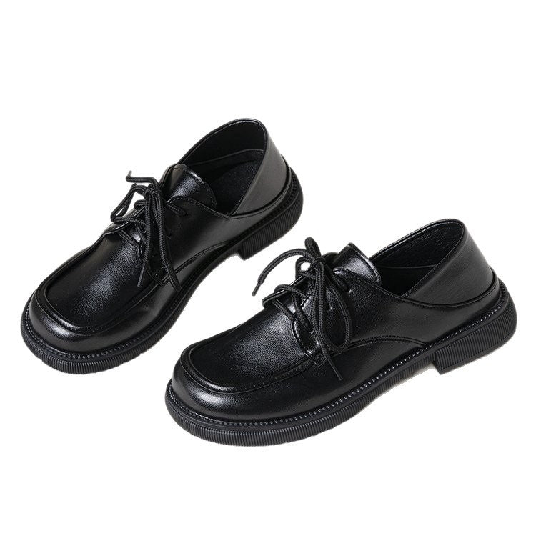 plus sizethick soletie back loafers for women spring & fallnew arrivaltie backjkflats black british small leather shoes