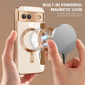 gold shield magnetic card slot business leather case for google pixel 10/9 with magsafe compatibility