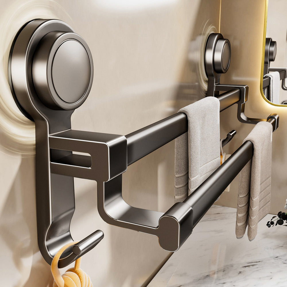 Suction cup towel bar bathroom punch-free toilet bathroom wall-mounted space aluminum bath towel rack towel rack