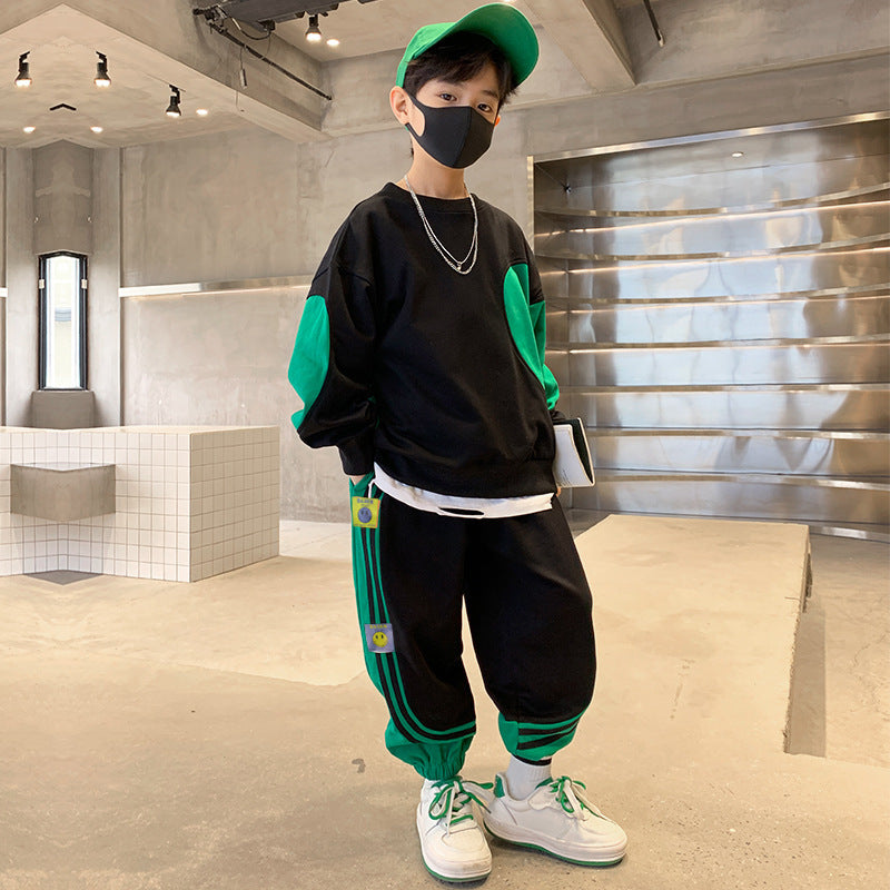 Boys' fall outfit set:  new autumn/spring collection - stylish sportswear for older boys, trendy sweatshirt for mid-to-large children
