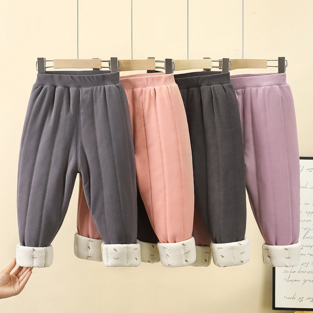 School uniform essential: autumn/winter kids' cotton pants - boys' warm & cold-proof trousers, three-layer fleece-lined & extra thick girls' leggings