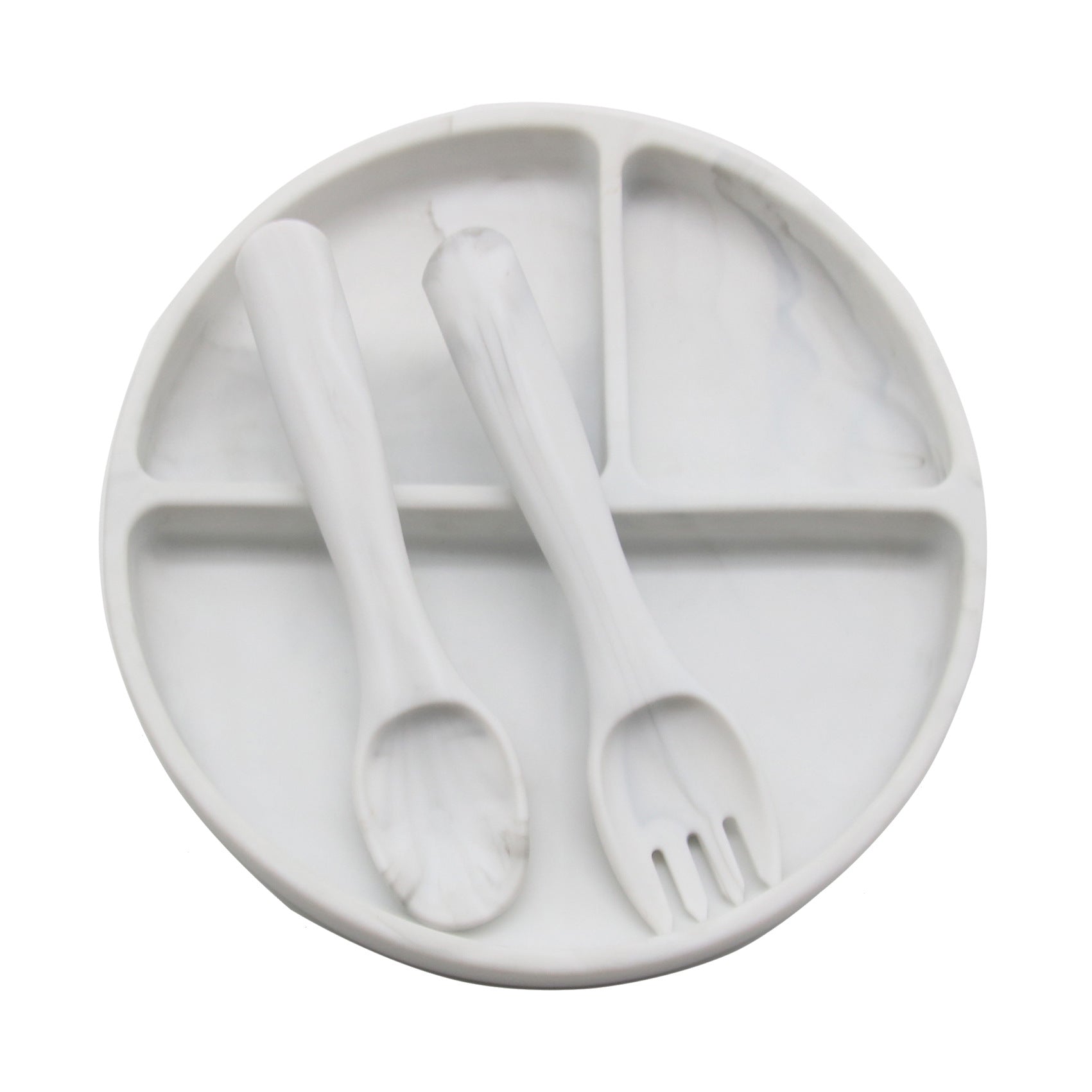 Cross-border wholesale round silicone dinner plate, baby and children's suction cup integrated tableware, learning to eat training grid plate, complementary food bowl