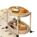 Small apartment mobile oval cream coffee table, sofa side table, small table, living room storage and snack cart