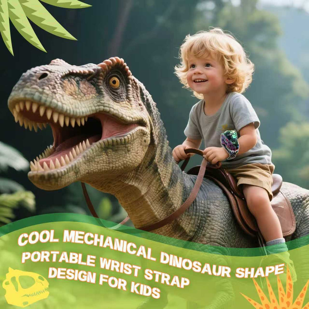 popular colorful mechanical dinosaur head sound and light children's interactive walkie-talkie flash music overlord wrist toy