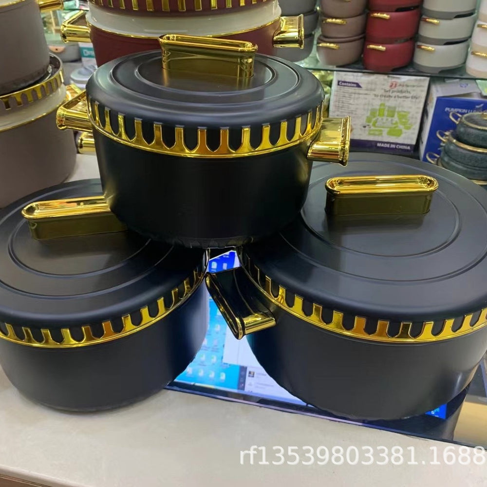 Food warmer containerexport3pcs gold lace double layer lunch box heat preservation hot sale in africa