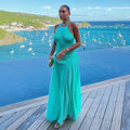 European and american cross-border women's fashion:  summer new arrival - elegant halter neck sleeveless slim-fit spliced cami dress