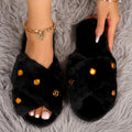 large size new arrival pearl fur slippers open cross internet celebrity four seasons home women's shoes manufacturer wholesale direct sales