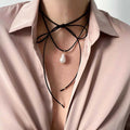 Wholesale irregular teardrop pearl pendant necklace - european & american style, baroque rope chain, adjustable choker, multi-layer necklace jewelry