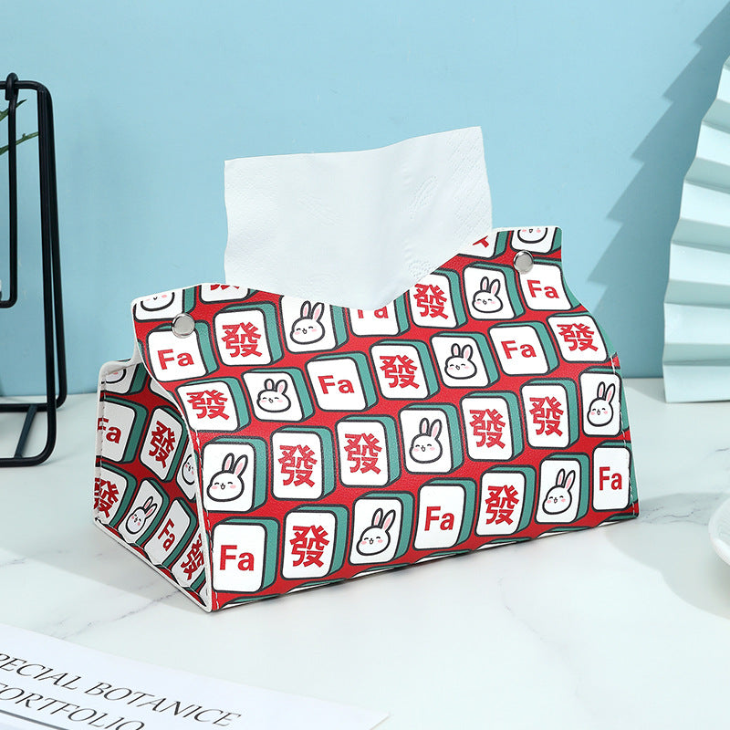 Cartoon Snoopy tissue box plaid living room family car bathroom napkin paper box pumping paper box pumping paper towel box