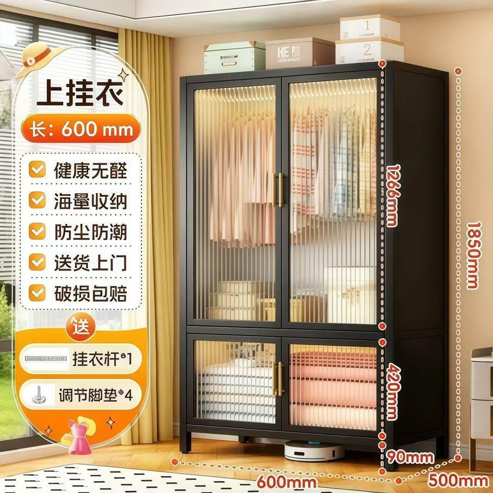 Large capacity steel wardrobe bedroom for home wardrobe rental metal floor standing clothes rack simple assembly storage cabinet