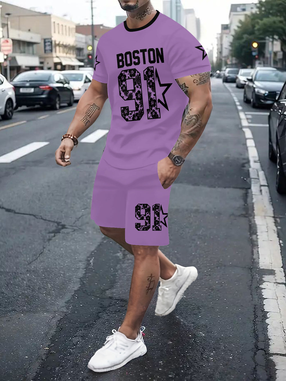 Men's casual sports set - short sleeve & shorts - summer hot seller - cross-border fashion - two-piece leisure outfit
