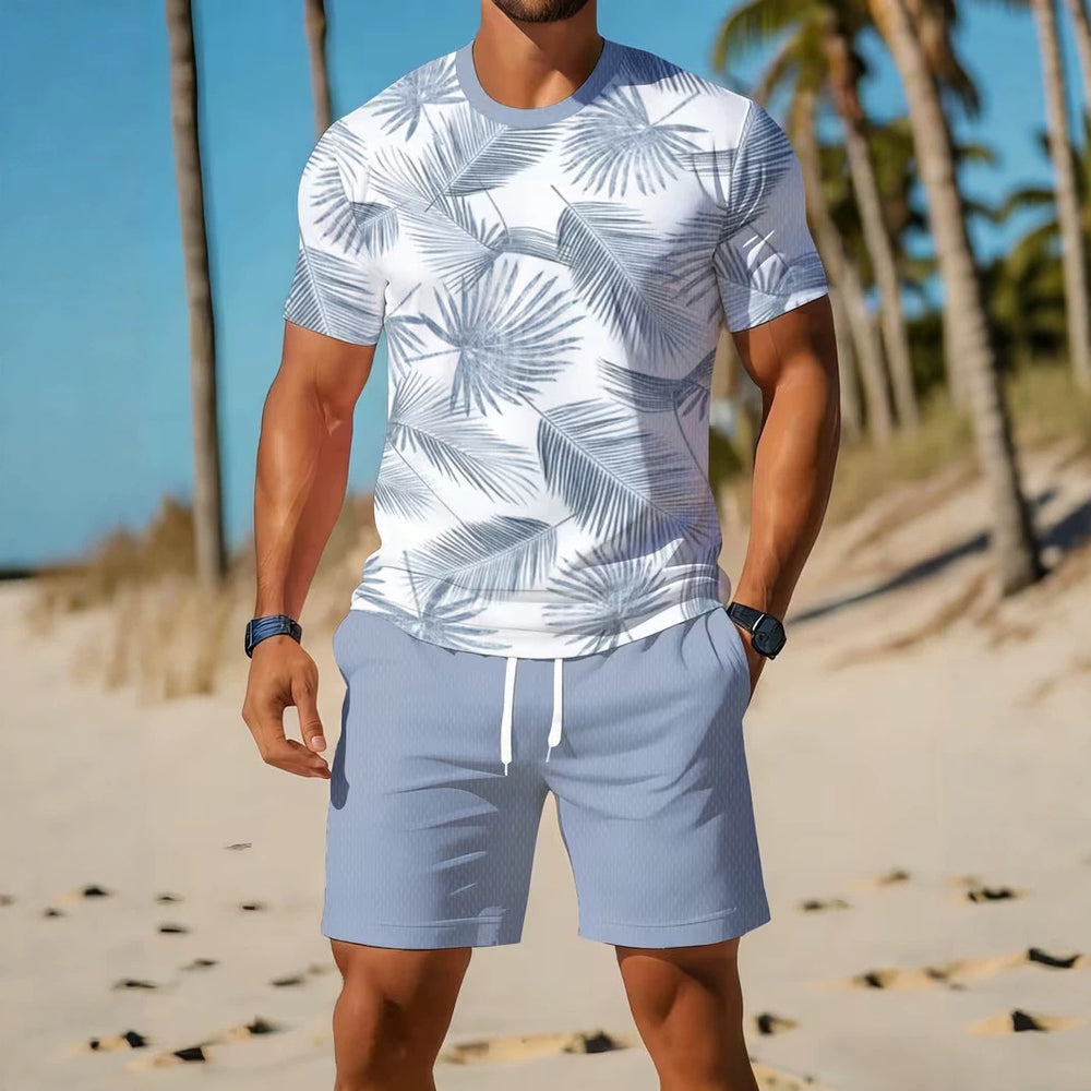 men's short-sleeve and shorts set, casual sportswear set, 3d printed cross-border hot seller, dropshipping available