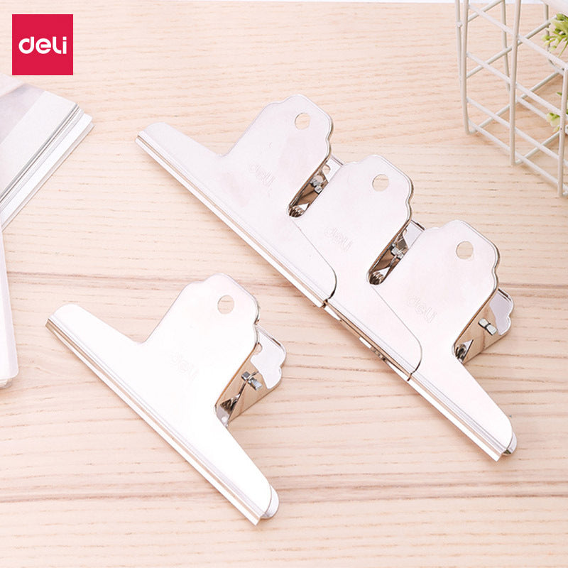 Deli Yamagata Iron Ticket Clip 9533 Metal Newspaper Information Organizing Clip, Silver Ticket Clip 4 pcs/bag 76mm