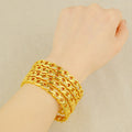 Middle eastern dubai cuban chain diamond-set gold-plated bangle for women, hollow multi-layer wedding jewelry, cross-border wholesale supply