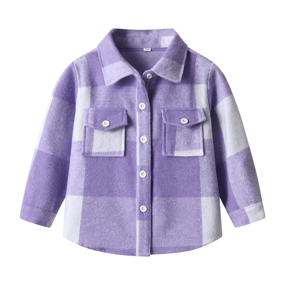 New spring/autumn boys' plaid shirt, preppy style cotton top, kids' plaid shirt, long-sleeved shirt for boys and girls