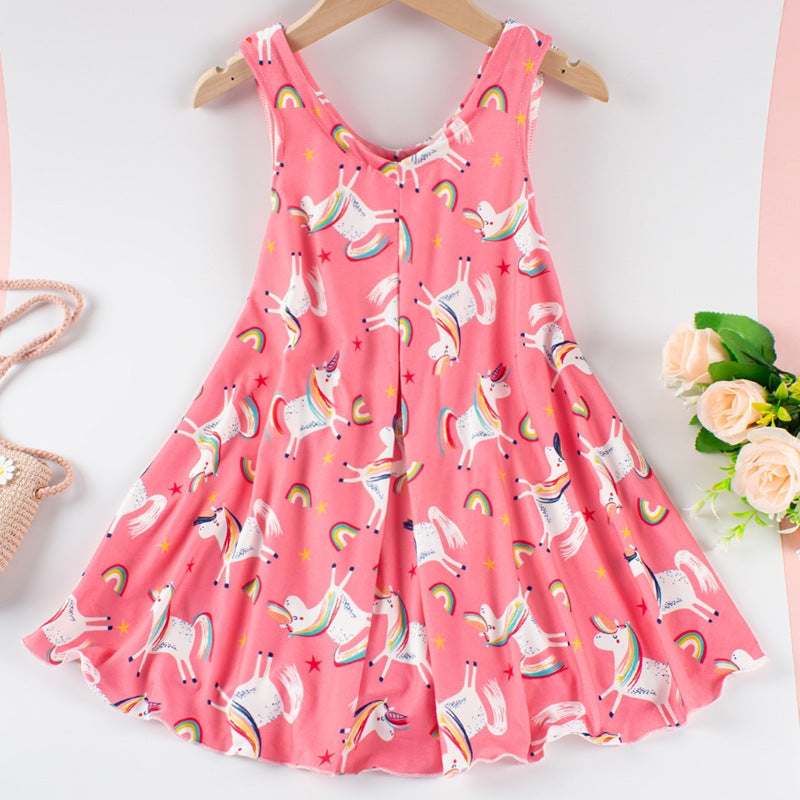Ojitu girls' dress  new summer collection v-neck sleeveless dress - stylish girl's milk silk dress