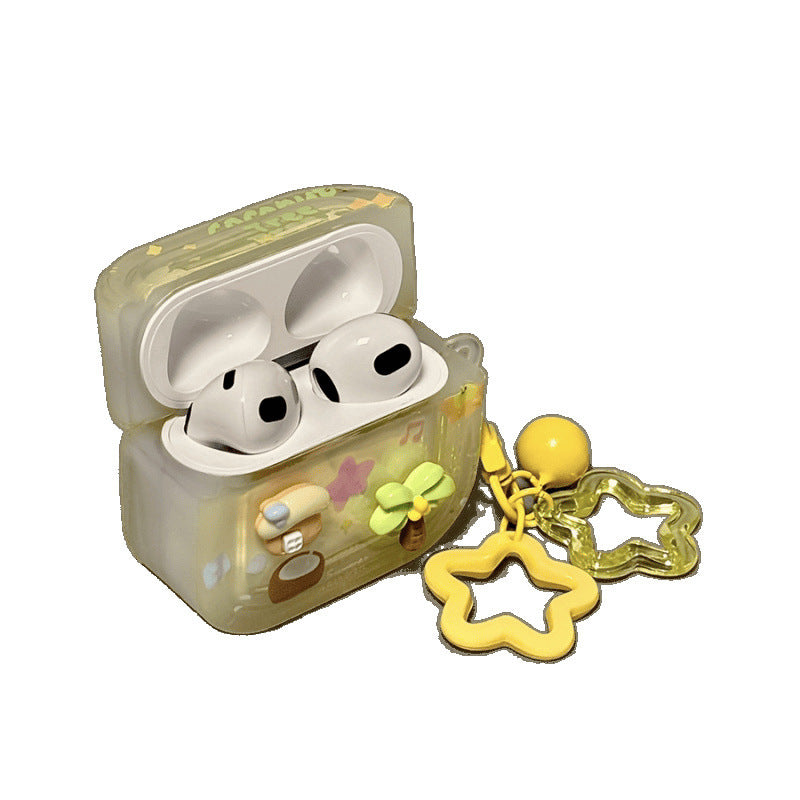 Suitable for pro2 protective cover 23rd generation shell three-dimensional coconut tree cabin Suitable for apple airpods4 protective cover airpod