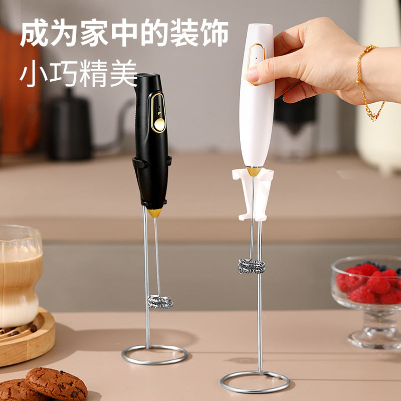 Electric milk frother coffee mixer whisk - cordless handheld mini egg beater - kitchen baking tool