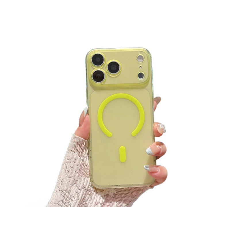 Transparent ice mist magnetic case for apple 17promax mobile phone case large window iphone16/15 protective case