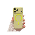 Transparent ice mist magnetic case for apple 17promax mobile phone case large window iphone16/15 protective case