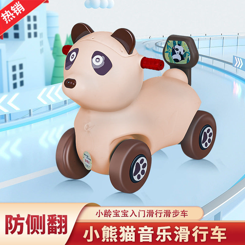 Children's panda Trojan horse rocking horse 1-6 years old baby birthday gift toy rocking chair horse dual-purpose rocking and sliding