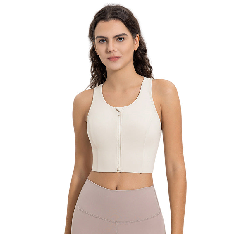 Hf millennium new all-in-one bra top for outdoor sports and fitness - ice silk, quick-dry, breathable, zipper bra dss109