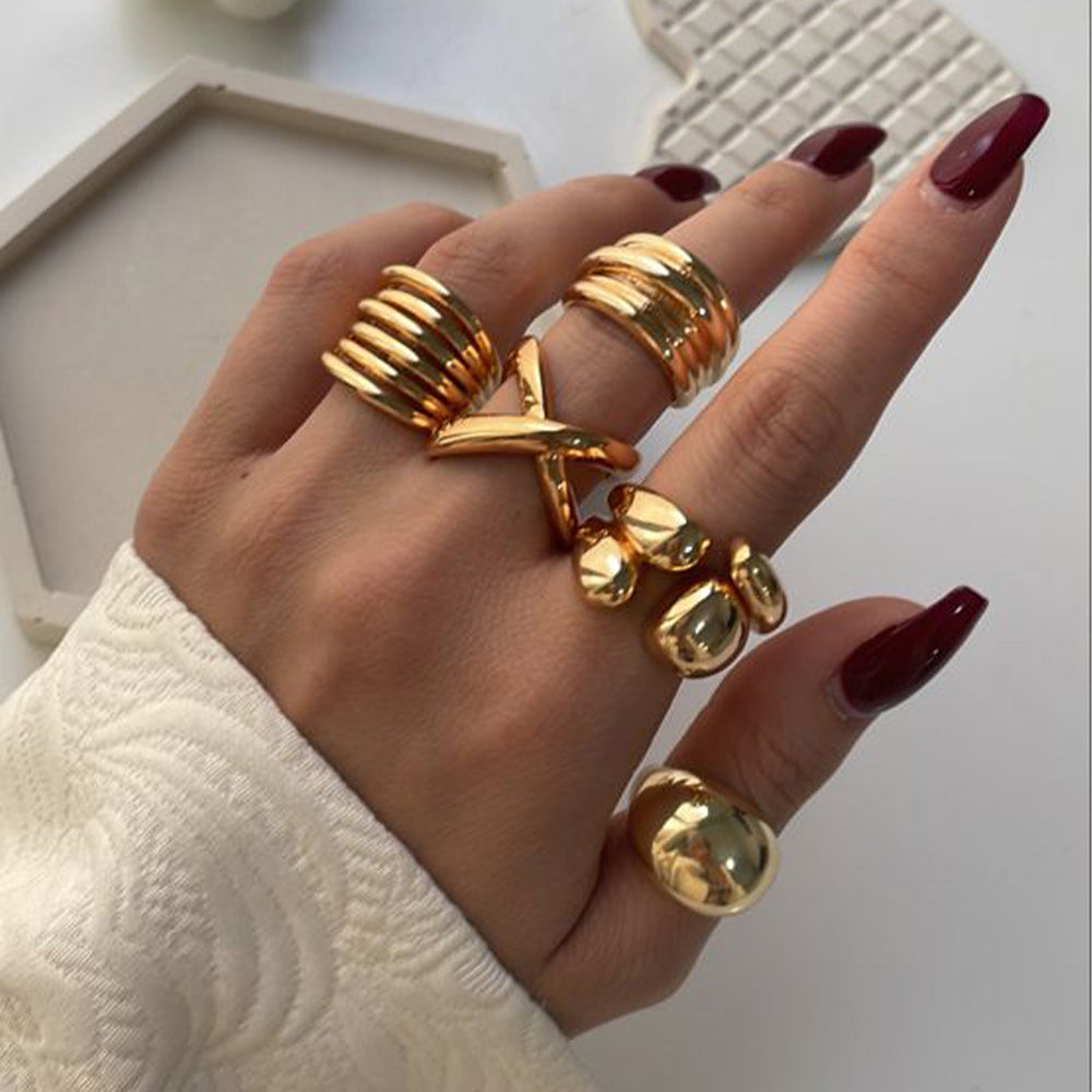 Simple multi-layer winding ring suitfashion cold style metal glossy fashionretro knuckle plain ring jewelry