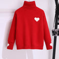 Girlsweater high collar fleece-lined winter kids heart woolentopsgirlwinterthickened bottomknitting shirt