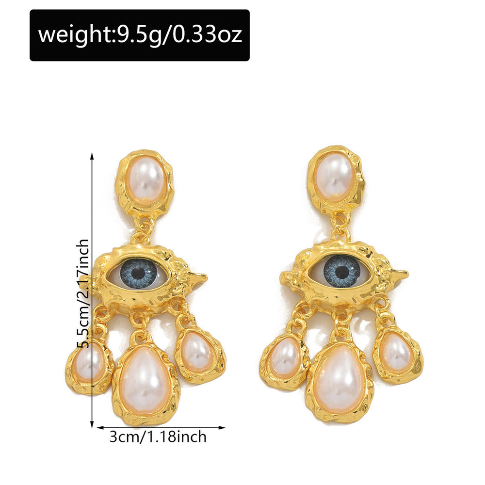 Wholesale devil's eye earrings - european & american cross-border jewelry, light luxury, high-end, retro, niche design, pearl drop earrings for women