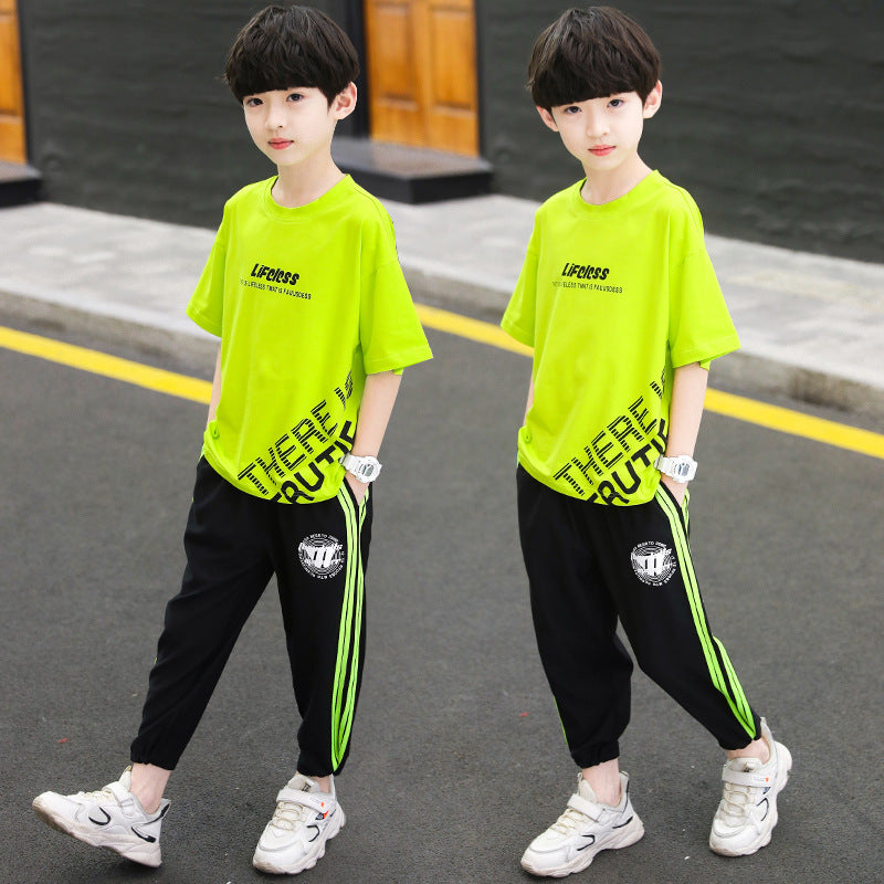 Boys' summer outfit set:  new arrival - stylish korean design for older boys, trendy short-sleeve set for boys