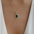 Emerald crystal necklace wholesale european and american autumn and winter jewelry accessories women's water drop retroniche styleclassy sense sweater chain