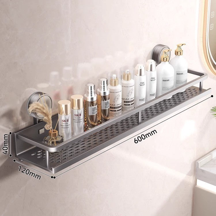 Suction cup shelf - wall mounted, no drilling required - bathroom & toilet organizer for vanity, washroom, and restroom
