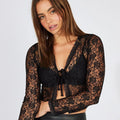Amazon women's  european and american style spring new slim-fit sexy lace-up long sleeve cardigan top