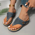 fashionplus sizepure color2024summernew arrival round toe thick solefashioncut outoutwear herringbone sandals for women