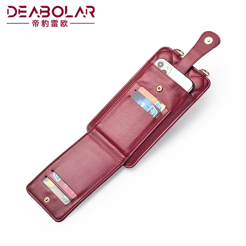 Cross-border wallet, women's mobile phone bag, rhombus sweet shoulder messenger, small women's bag, multi-card women's zipper change bag.