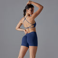 European and american seamless criss-cross back yoga outfit - breathable, quick-drying, compression crop top activewear set for running and fitness