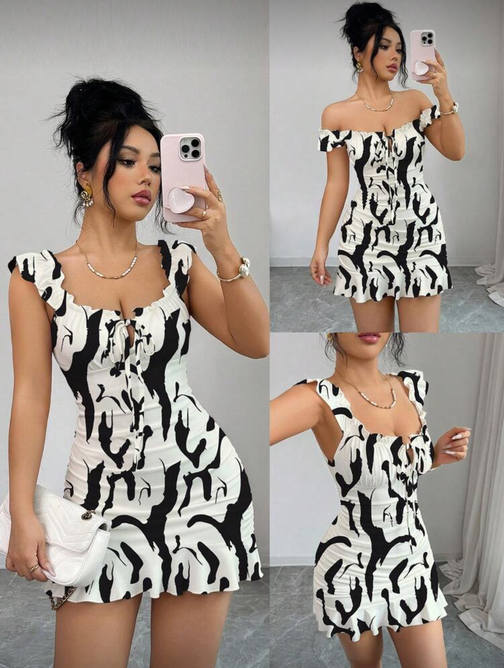 fashion women's retrofloralsprintingruffles hem silm a-line dress elegancesexy
