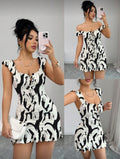 fashion women's retrofloralsprintingruffles hem silm a-line dress elegancesexy