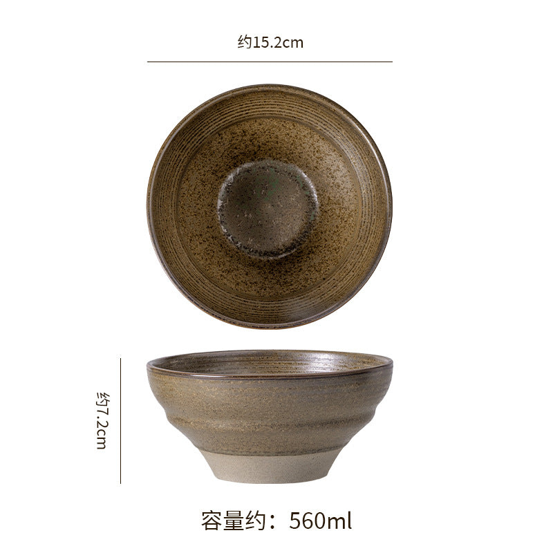 Japanese-style stoneware rice bowl ceramic soup bowl unique creative tableware household dinner bowl retro dessert & salad bowl